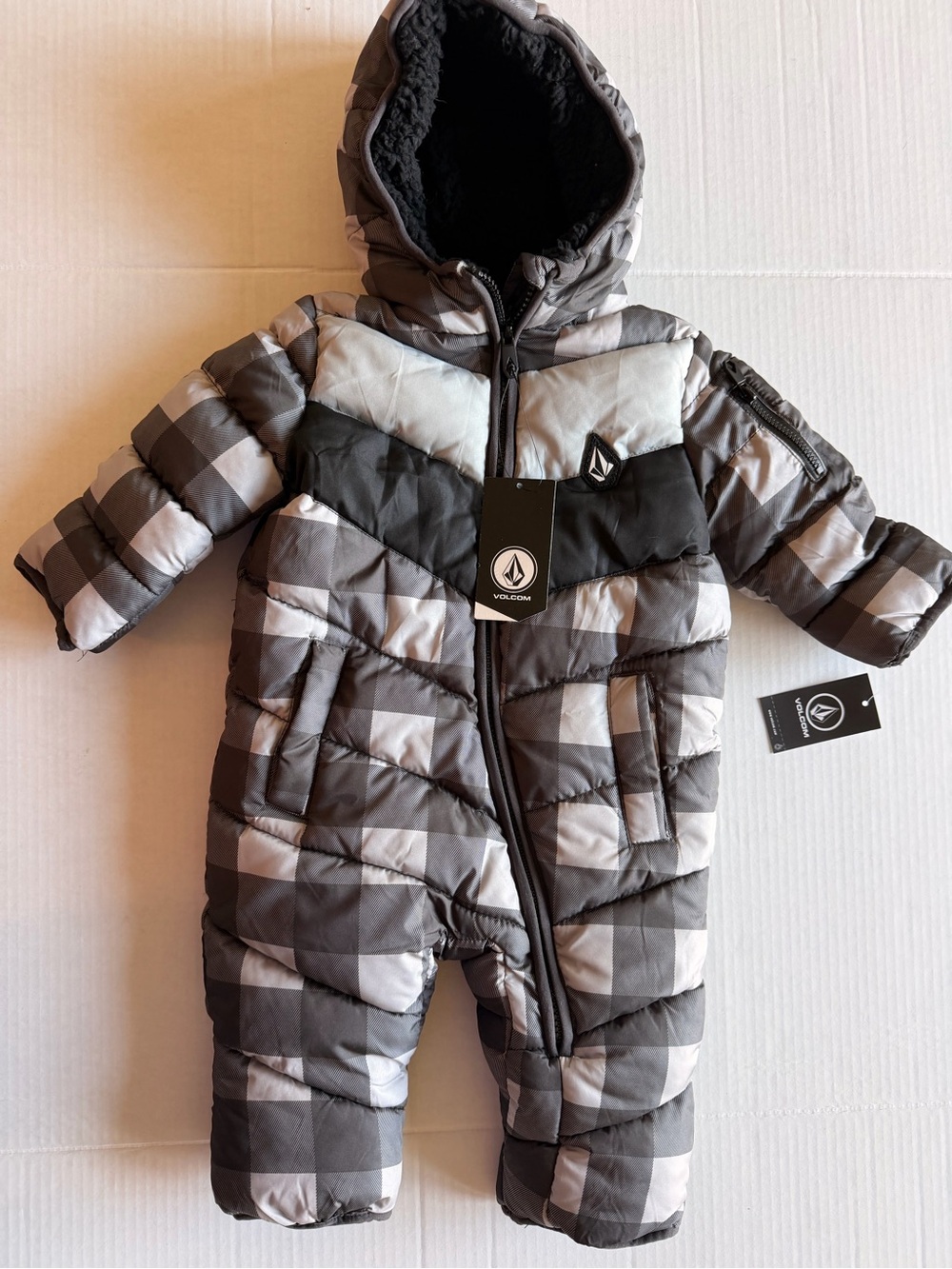 Volcom Buffalo Plaid One Piece Snow Suit Bunting Ski Winter Jacket NEW 6-12m